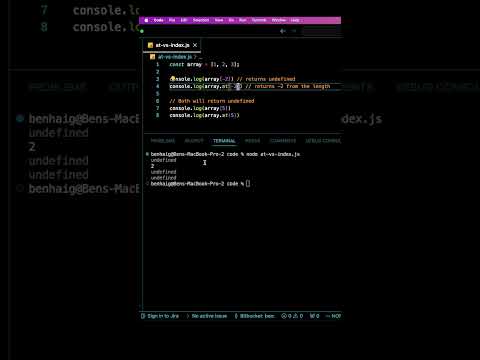 Array.prototype.at() vs Square Brackets #arrayfunctions #coding #code #arraymethods #webdevelopment